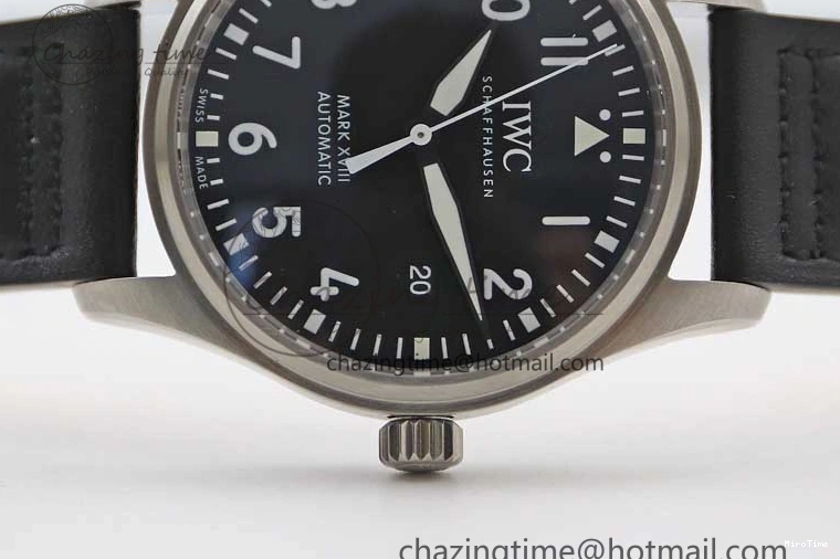 MIROTIME 0122 Vibrant Mark XVIII IW327001 SS M+F 1:1 Best Edition Black Dial on Black Leather Strap A 7055